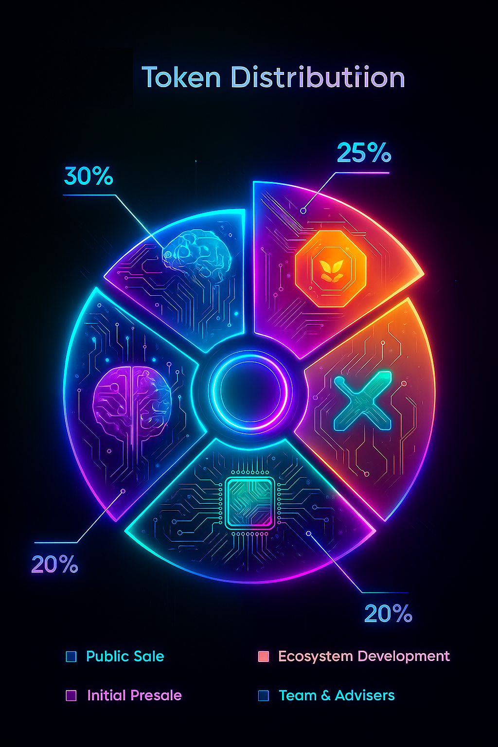 Pie chart of GROK81E token distribution